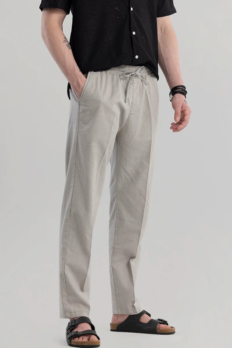 SNITCH Wafty Grey Linen Trousers - Image 5
